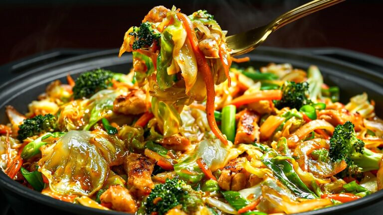 10 Minuten Rezept: Saftige Hähnchenbrust mit Brokkoli und Kohl stir-fried!