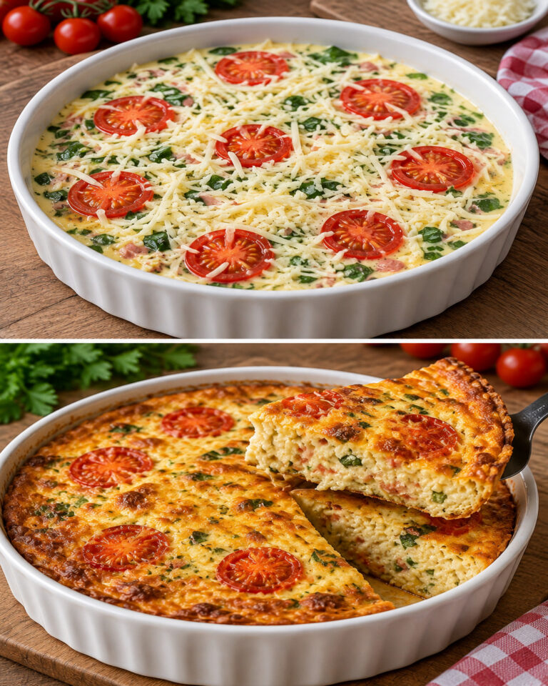 Ofenomelett mit Zucchini und Kirschtomaten 🍳 Einfach, leicht und ohne Pfanne!
