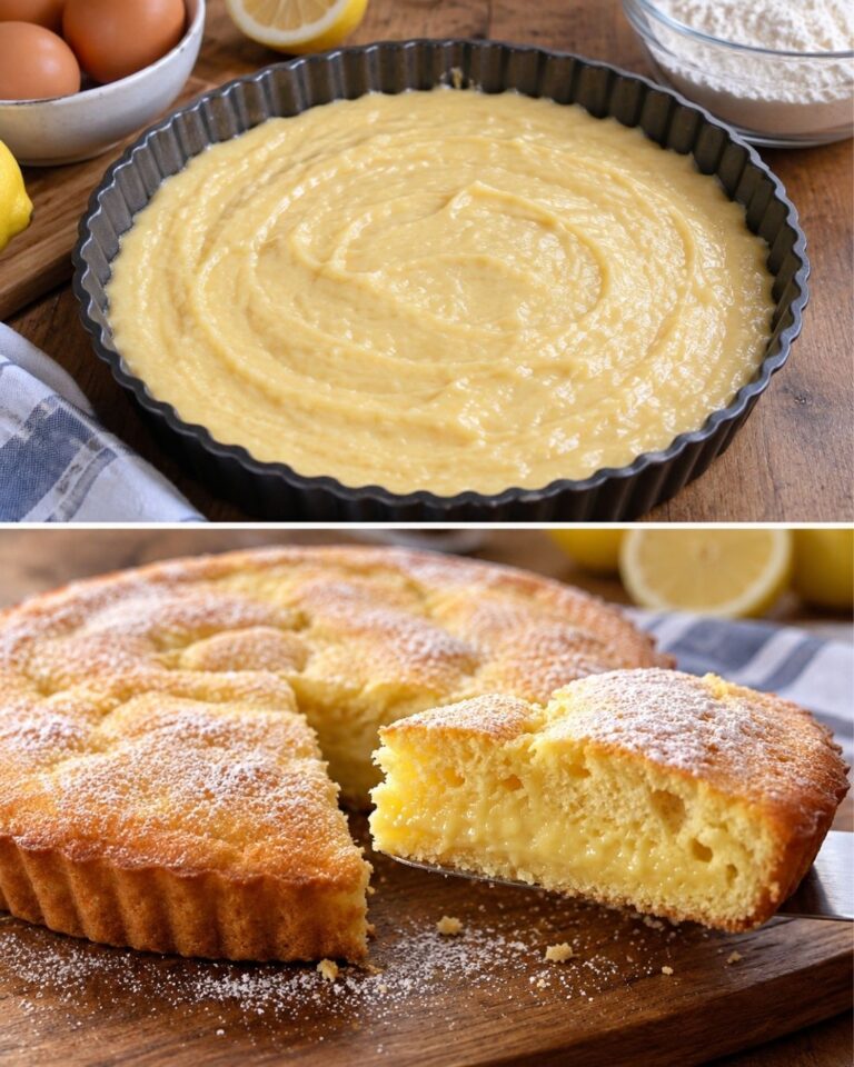 La torta italiana al limone con un vortice nascosto di crema all’interno
