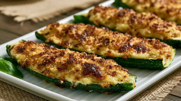 🥒 Courgettes farcies au parmesan et chapelure — simples, croustillantes et fondantes
