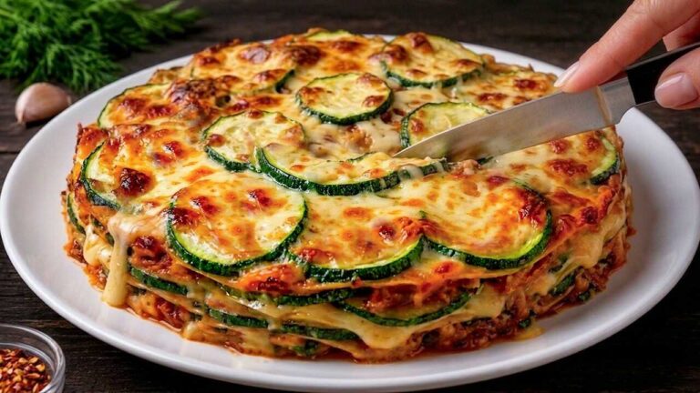 🥒 Gratin en couches de courgettes, pommes de terre et champignons, sauce crémeuse