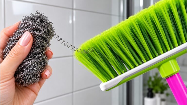 Attach a Scrubbing Sponge to Your Broom. This Trick Will Change Everything